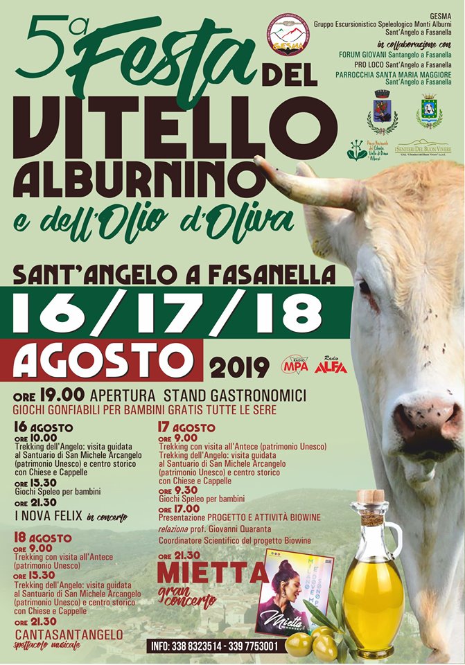 Festa del Vitello Alburnino, Sant'Angelo a Fasanella 16-18 agosto 2019