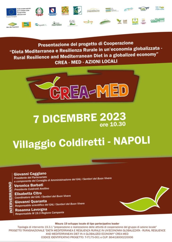 Progetto di Cooperazione CREA-MED. Evento di presentazione delle Azioni Locali. Napoli, Villaggio Coldiretti, 7 dicembre 2023
